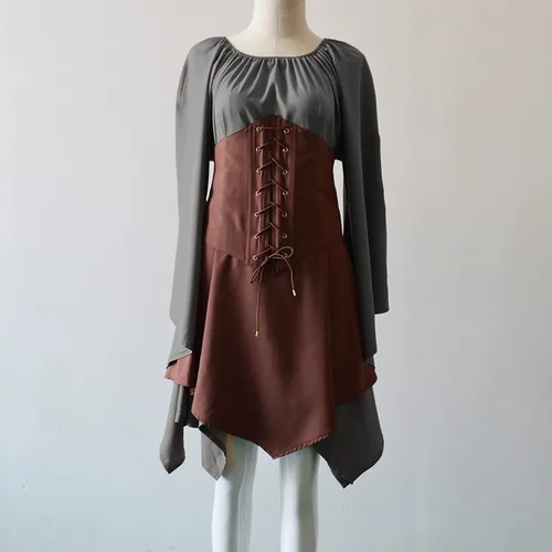 Vista 3 de Vestido gótico negro para mujer, vestido gótico para mujer, vestido Lolita, vestido retro de encaje estilo grunge, vestido punk de encaje