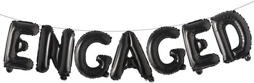 Vista 15 de Letras de globo AF multicolor de 16 pulgadas con letras de globos de compromiso para fiestas de compromiso (negro)
