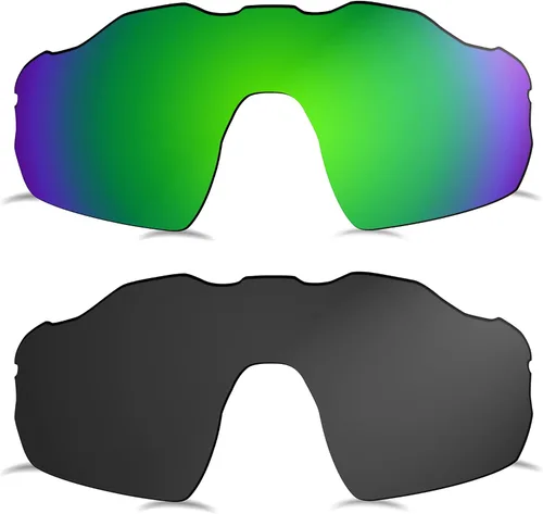 Vista 13 de Lentes polarizadas de repuesto para gafas de sol Oakley Radar EV Pitch OO9211, 2 pares - MultiOptions Negro+Azul