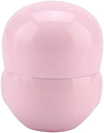 Vista 6 de Linda forma de búho cocina temporizador manual mecánico casero contadores reloj despertador despertador portátil cocina cocina herramienta (rosa)