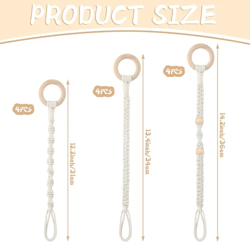 Vista 2 de Windyun Paquete de 12 extensores ajustables de macramé para colgar plantas, extensor de plantas colgantes, hecho a mano, extensión de cesta colgante