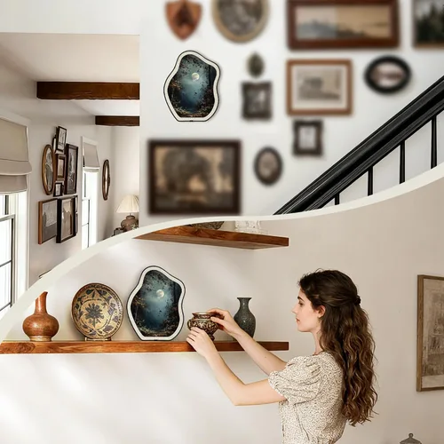 Vista 3 de KVEKVE Dark Academia - Decoración ovalada enmarcada para pared, paisaje gótico, naturaleza, luna Moody, decoración colgante, para pared o mesa