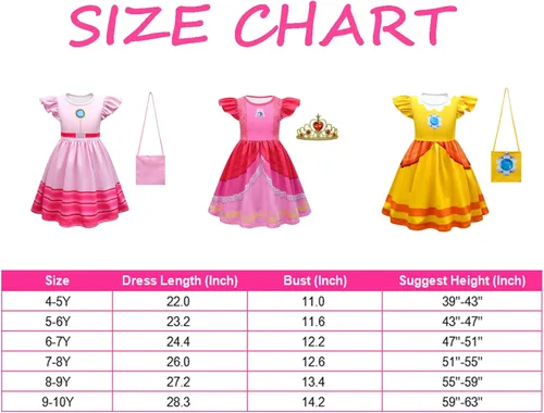 Vista 4 de MEDSAMAAN Vestido de melocotón para niñas, trajes de cosplay para niñas de 4 a 10 años