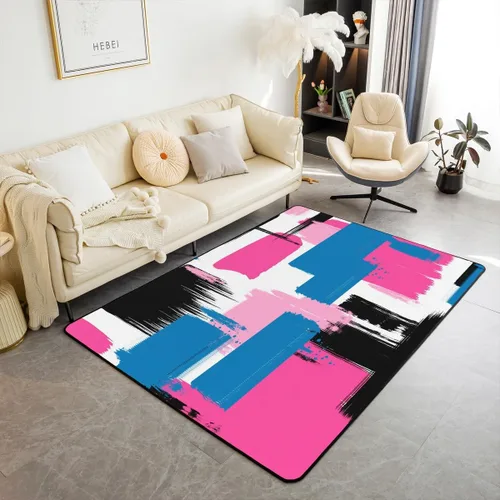 Vista 23 de Feelyou Tapete de interior de arte abstracto para niños y niñas, alfombra geométrica de 3 x 5 pulgadas, ultra suave, retro, circular, geométrica