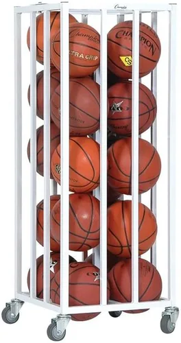 Vista 7 de Champion Sports Deluxe Heavy Duty Basketball Storage Cart with Locking Swivel Caster Wheels (Black)