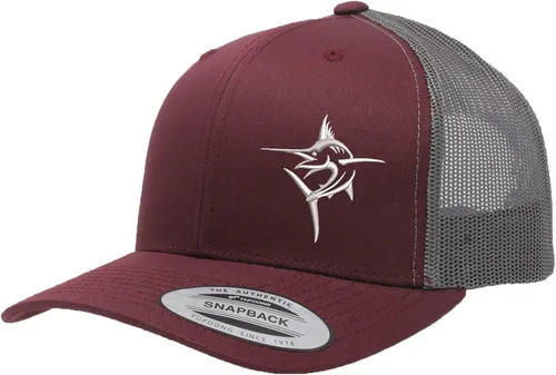 Vista 45 de Embroidered Swordfish Trucker Hat for Men & Women – Adjustable Mesh Back Snapback Baseball Cap for Fishing Negro-swwt