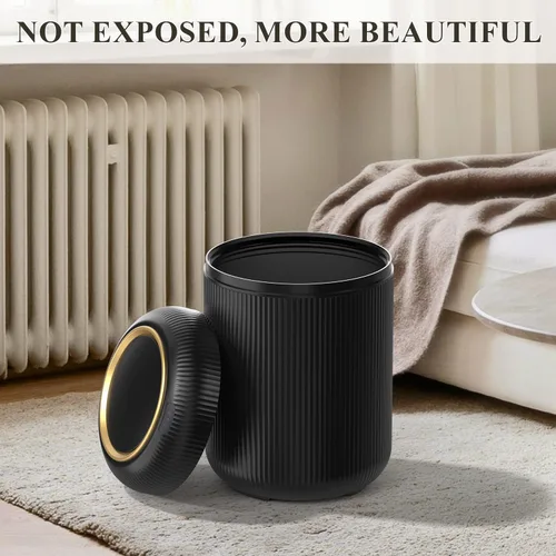 Vista 7 de Cubo de basura de baño con sensor de movimiento con tapa, cubo de basura automático de 3 galones/11 litros, cubo de basura negro inteligente, cubo