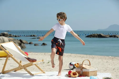 Vista 6 de UNICOMIDEA - Pantalones cortos de playa para niños, traje de baño para playa y piscina, secado rápido, traje de baño para niños, pantalones cortos