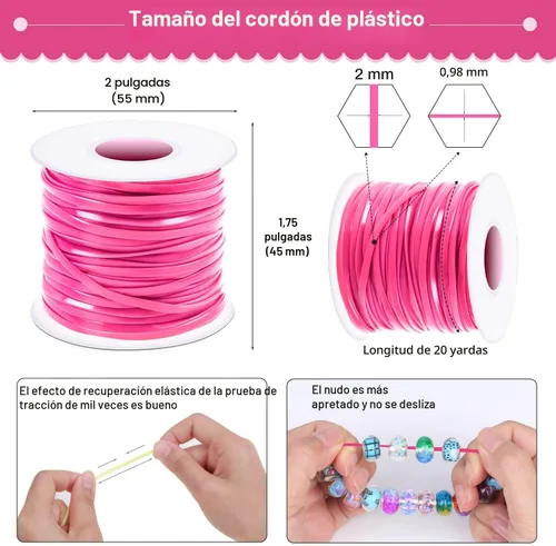 Vista 3 de cridoz - Kit de cuerda de cordón, paquete de 6 cordones de plástico, kit de tejido de cordón para pulseras, llaveros, manualidades