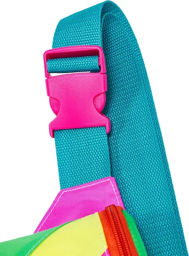 Vista 4 de sissycos Riñonera retro de neón de los años 80, accesorios de los años 90 para mujeres y hombres, 2 bolsillos con cinturón en la cintura, bolsa
