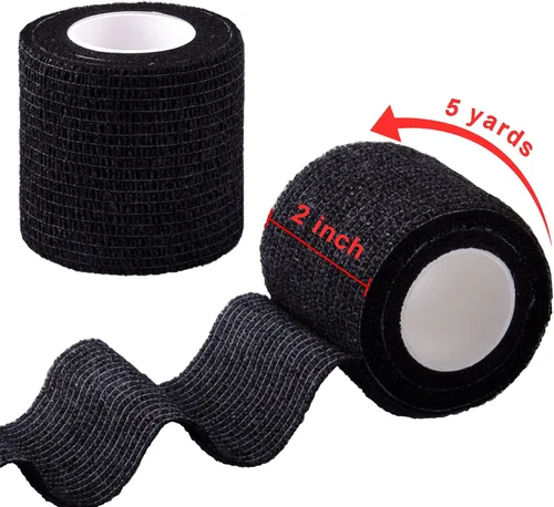 Vista 2 de BQTQ 60 rollos de cinta adhesiva elástica de 2 pulgadas vendajes autoadherentes (negro) Breathable Athletic Tape, Self Stick Stretch Sports Wrap