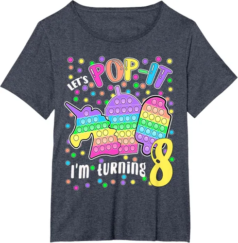 Vista 52 de Let's Pop-it I'm turning 8 Colorful 8th Birthday - Camiseta para niña, Negro