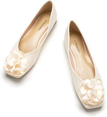 Vista 11 de C.Paravano Zapatos planos de ballet para mujer con punta cuadrada y diseño Negro