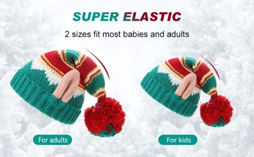 Vista 5 de LMLALML Sombreros de Navidad para mujeres, niños y hombres, elegante gorro de punto cálido y divertido para Año Nuevo, fiesta festiva