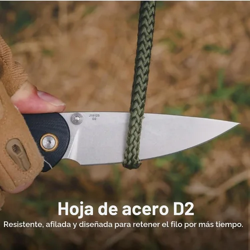 Vista 3 de CJRB Feldespato (pequeño) Cuchillo de bolsillo, hoja de acero D2 de 3 pulgadas, mango G10 Negro