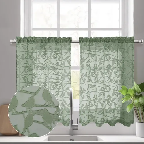 Vista 104 de OVZME Anji Clip Voile Sheer Tiers RD 2X30X36 Negro