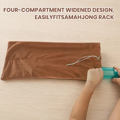 Vista 7 de Mahjong - Bolsa de terciopelo con 4 compartimentos protectores individuales marrón camello