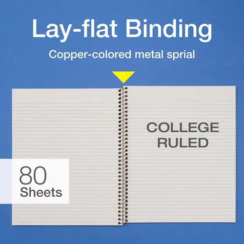 Vista 4 de Oxford Cuadernos en espiral, paquete de 2, 100% reciclados, cuadernos de papel kraft, dorados, con rayas universitarias, 80 hojas/160 páginas