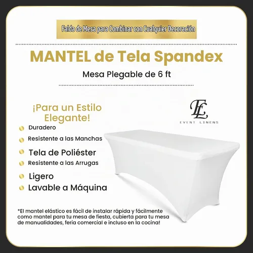 Vista 2 de Luxury Collection - Mantel rectangular de lino de elastano de 6 pies, funda ajustable para mesa plegable de 6 pies, ropa de cama de boda, paños