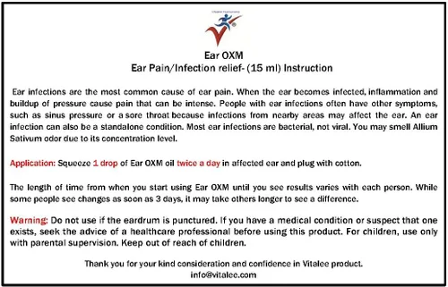 Vista 2 de Oído OXM - Dolores de oído naturales y gotas para infección (1 botella, 0.5 fl oz)