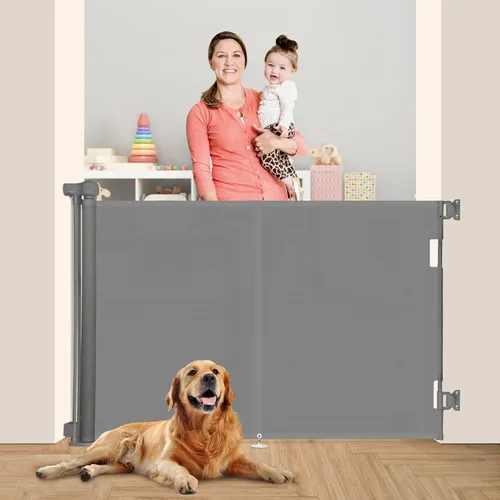 Vista 13 de Miumoon - Puertas retráctiles reforzadas de 200 pulgadas para bebé, 42 pulgadas de alto Gris