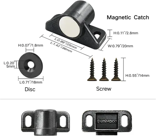 Vista 2 de Cierre magnético para puerta, paquete de 4 cierres magnéticos para gabinete, imanes de neodimio para puerta de gabinete, metal pistola