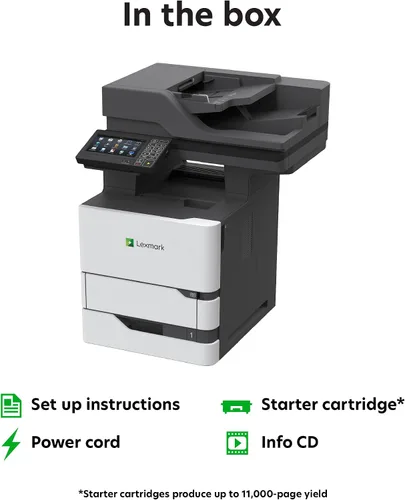 Vista 6 de Lexmark MX721ade Impresora láser monocromática, dúplex integrado, pantalla táctil a color de 7 pulgadas, Energy Star, Volumen de página mensual