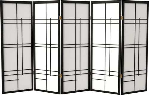 Vista 16 de Pantalla corta Eudes Shoji de 4 pies - Negro - 4 Paneles