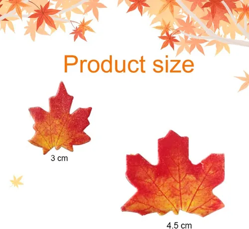 Vista 6 de Morofme 50 piezas comestibles de hojas de otoño para cupcakes, hojas de arce, decoración comestible de hojas doradas, papel de oblea, hojas
