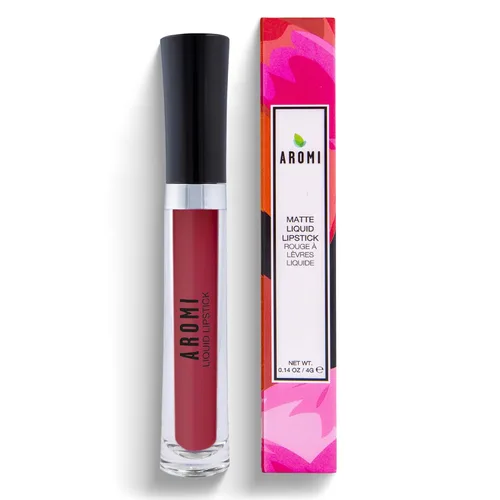 Vista 10 de Aromi Lápiz labial líquido negro cereza mate - Color de labios ciruela granate para mujer (cereza negra)