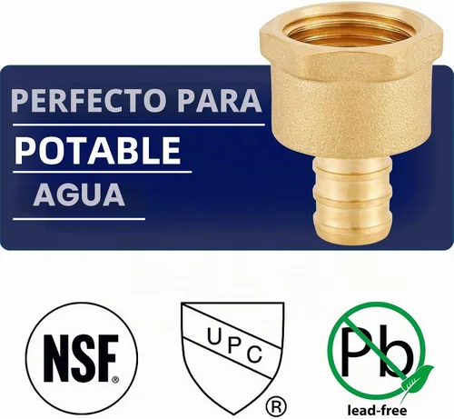 Vista 3 de Accesorios Pex de latón sin plomo de 1/2 pulgada, adaptador hembra de 1/2 Pex, adaptador roscado hembra PEX 1/2 "x 1/2" NPT hembra, 1/2 pulgada Pex