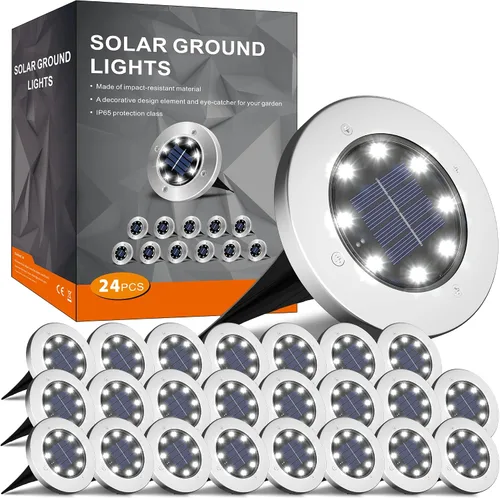 Vista 7 de INCX Luces solares de 4.6 pulgadas impermeables para exteriores, paquete de Cold