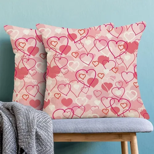 Vista 4 de BETGINY Fundas de almohada rosas de San Valentín de 18 x 18 pulgadas, paquete de 2, fundas de almohada decorativas de lino para dormitorio, hogar