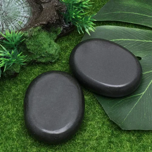 Vista 5 de EXCEART Piedras de masaje volcánico para terapia de spa, piedras planas naturales calientes y frías, 3.14 x 2.36 x 0.59 pulgadas, juego de 2 piedras