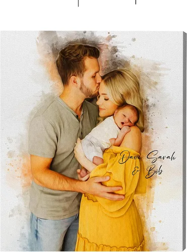 Vista 4 de Gossby Lienzo de retrato personalizado para parejas de la foto, regalo personalizado para marido, esposa, novio, novia, cumpleaños, aniversario