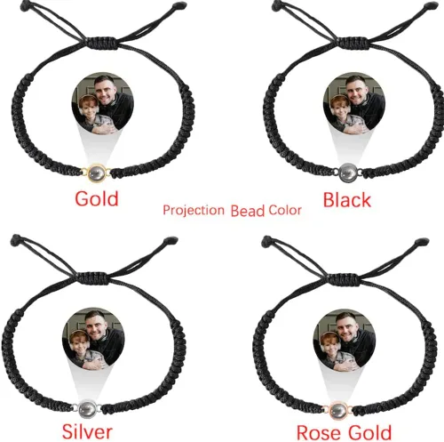Vista 5 de Pulseras de proyección personalizadas con fotos, pulseras personalizadas para parejas con fotos de mascotas familiares para parejas, joyería