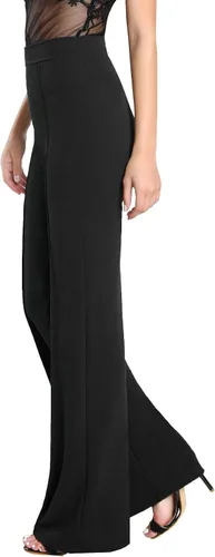 Vista 3 de SOLY HUX Pantalones largos de cintura alta y pierna recta para mujer, Negro