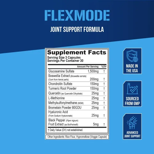 Vista 3 de Evlution FLEXMODE - Suplemento para articulaciones de alta absorción con vitaminas avanzadas para las articulaciones que incluyen glucosamina
