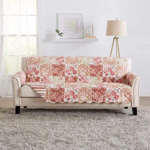 Vista 15 de Great Bay Home Funda reversible de retazos reclinable, lavable, protector de muebles con correas elásticas, perfecta para niños y mascotas, detalle