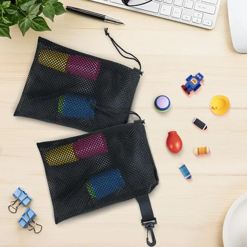 Vista 5 de 10 bolsas de malla con clips, bolsas de almacenamiento de nailon portátiles para juguetes, almacenamiento deportivo, actividades al aire libre, etc.
