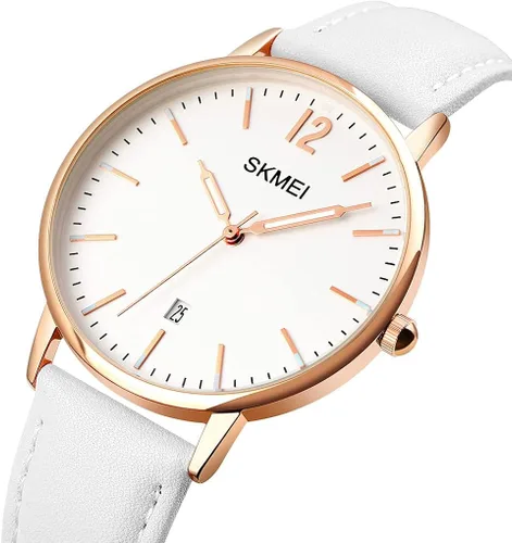 Vista 5 de SKMEI Womens Watches for Ladies Female Leather Band Big face Waterproof Thin Minimalist Fashion Casual Simple Dress Analog Quartz with Date Luminous