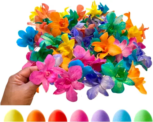 Vista 10 de Flores frescas cortadas de Miami OrchidClub USA por Sunne Tropical DIY Lei, decoración de alimentos y bebidas (50 blanco)