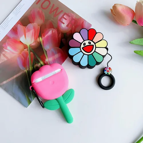 Vista 6 de 【Paquete de 2】Funda 3D con diseño de flores para Airpod Pro/Pro 2nd, bonita funda 3D para Airpod Pro para niños, niñas, adolescentes y mujeres