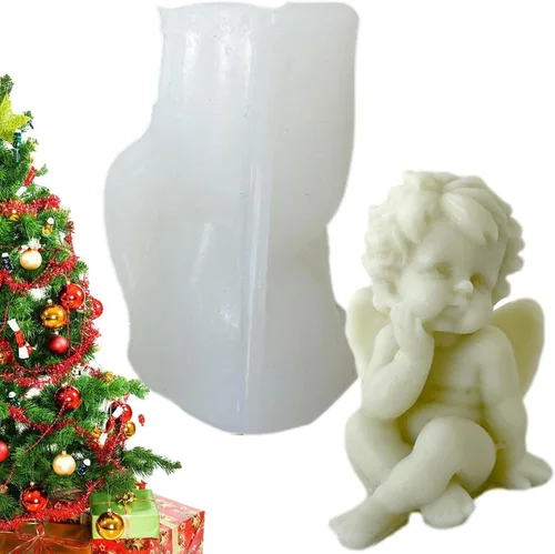 Vista 11 de Molde de vela de ángel de silicona, Molde de forma de ángel lindo, Molde de vela de ángel 3D, Molde para hacer velas, Molde de aromaterapia, Molde