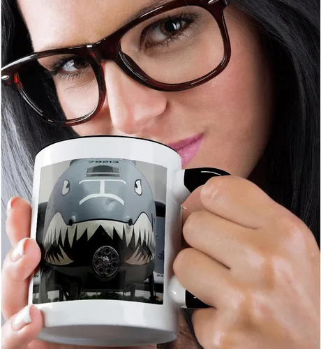 Vista 2 de 3dRose In, Indianapolis, A-10 Thunderbolt Ii Warplane-US15 BJA0067-Jaynes Gallery - Taza de dos tonos, 11 onzas, negro/blanco