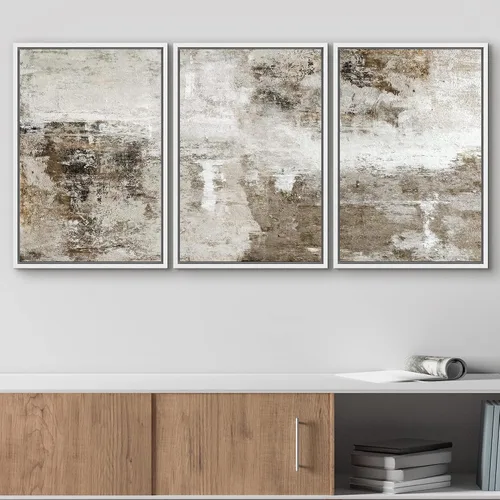Vista 121 de wall26 Lienzo enmarcado para pared, juego de arte de acuarela pastel, paisaje rural, ilustraciones con formas abstractas, arte moderno, decorativo