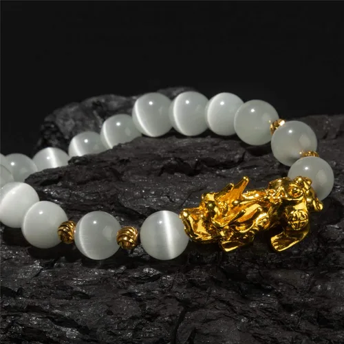 Vista 6 de ZenBless Feng Shui Bracelet for Women Natural Tiger Eye Bracelet 18k Gold Plated Pixiu Bracelet Yoga Mala Beads Good Luck Friendship Bracelets for