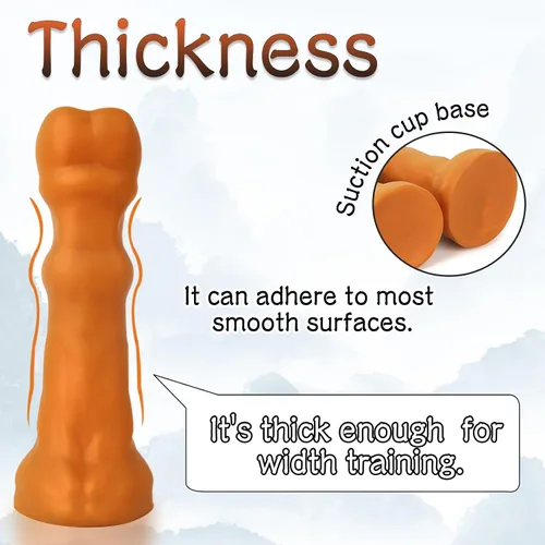 Vista 5 de TaRiss's Consolador anal suave de silicona con base de ventosa, juguete sexual para hombres, mujeres, parejas, dorado, XXL, 14.76 pulgadas