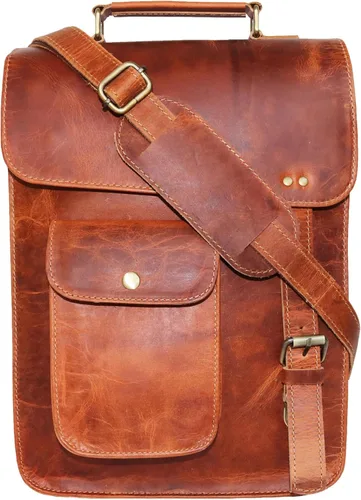 Vista 10 de jaald leather messenger bag laptop case office briefcase gift for men computer distressed shoulder bag