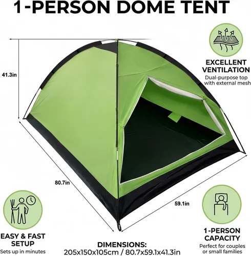 Vista 2 de XL Camping Tent 1/2 Person Small Tents Lightweight Waterproof Adult Kids